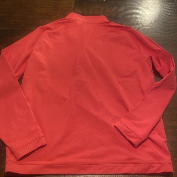 Peter Millar Men's Medium Forge Performance 1/4-Zip Pullover coral and navy - Picture 6 of 10